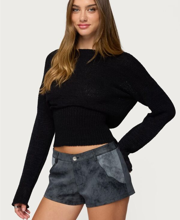 アディクテッド レディース アウター ニット・セーター ニット Edikted Womens Tezi Boat Neck Light Knit Top Black ブラック