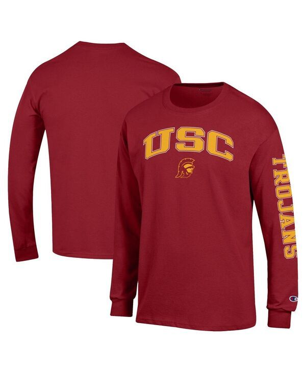 チャンピオン メンズ トップス Tシャツ ロゴ Champion Mens Cardinal USC Trojans Arch Over Logo 2Hit Long Sleeve TShirt Ca