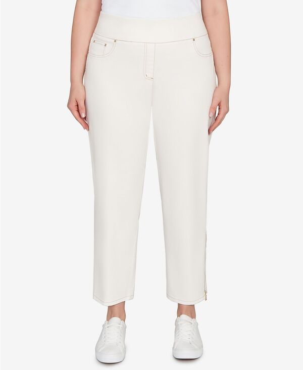 ルビーアールディー レディース ボトムス カジュアルパンツ プラスサイズ パンツ Ruby Rd Plus Size Zipper Hem Pull On Pants Ivory アイボリー