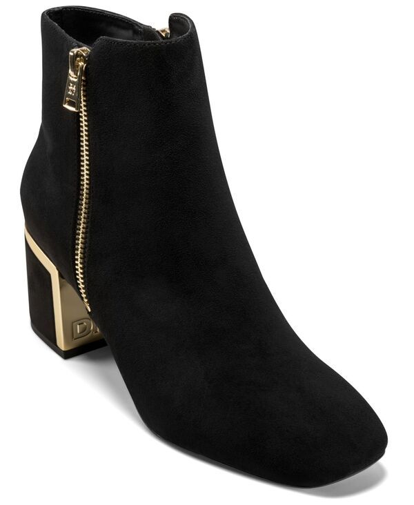 ダナ キャラン ニューヨーク レディース シューズ ブーツ・レインブーツ ヒール DKNY Womens Kylah Block Heel Booties Black Suede ブラック