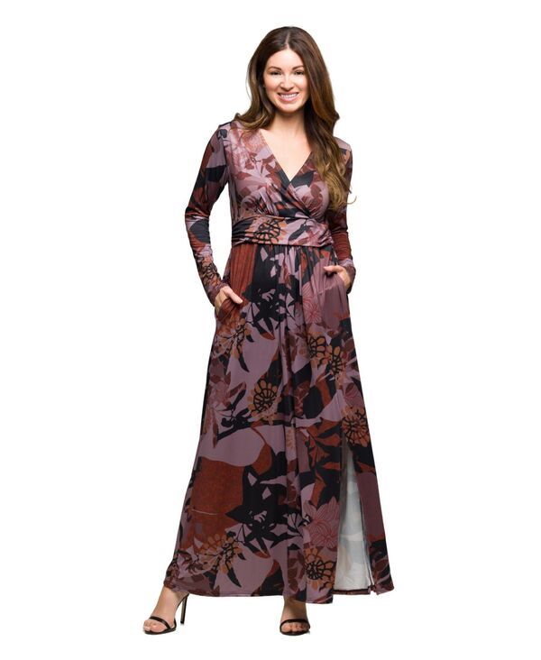 24 セブンコンフォート レディース トップス ワンピース マキシワンピース フラワー柄 プリント マキシ フラワー 24seven Comfort Apparel Womens Gray Flora
