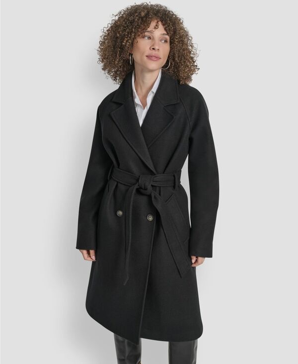 ダナ キャラン ニューヨーク レディース アウター ジャケット・ブルゾン コート DKNY Womens Belted Notch Collar Coat PXSXXL Black ブラック
