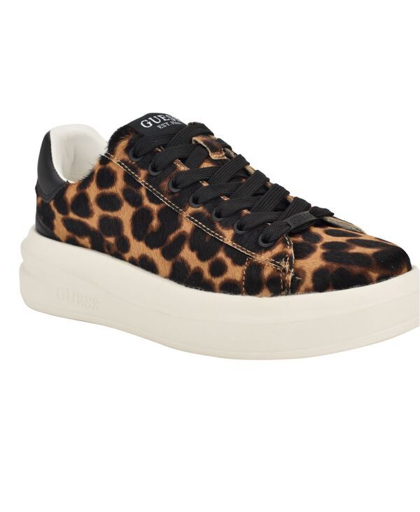 ゲス レディース シューズ スニーカー レース GUESS Womens Elbinah Leopard Pony LaceUp Sneakers Leopard Calf Hair アニマル