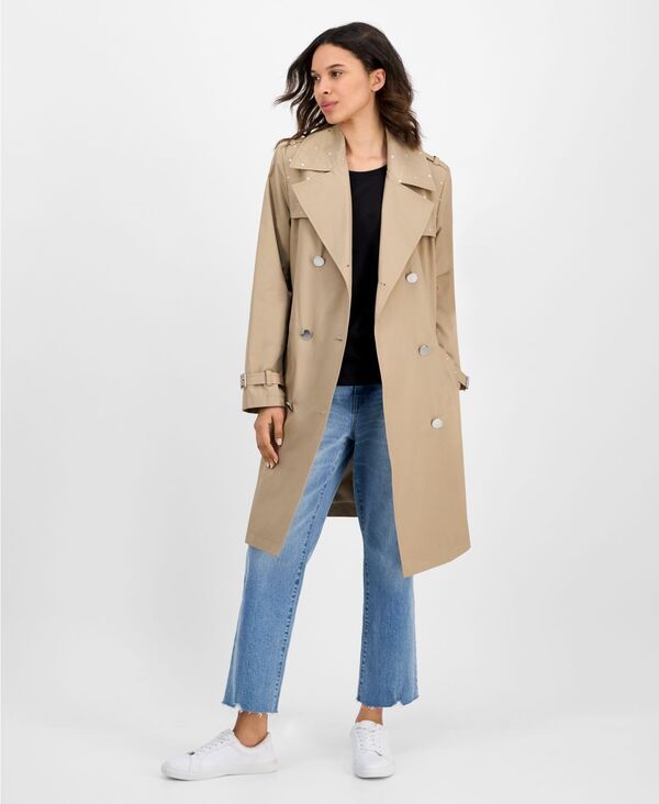 セセ レディース アウター ジャケット・ブルゾン コート CeCe Womens DoubleBreasted Studded Belted Trench Coat Camel キャメル