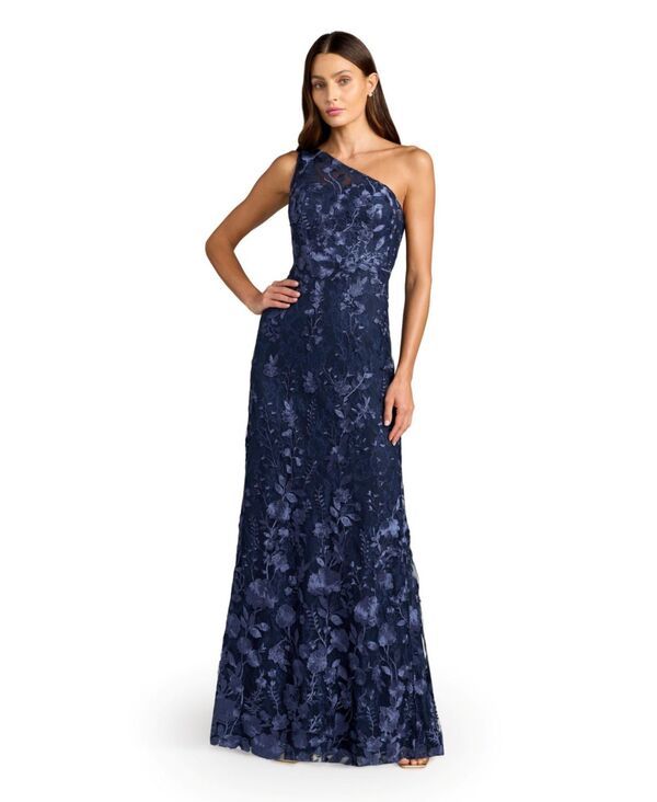 マックダガル レディース トップス ワンピース 刺繍 レース Mac Duggal Womens One Shoulder Lace Embroidered Gown Midnight multi マ