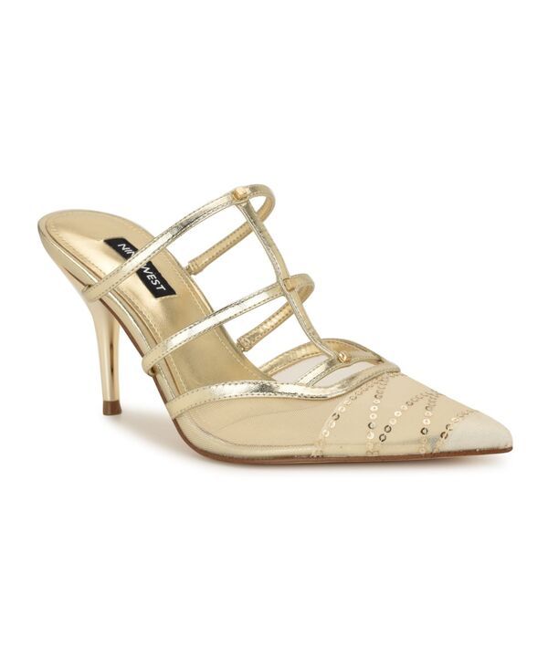 ナインウェスト レディース シューズ パンプス Nine West Womens Tianala Caged SlipOn Stiletto Pumps Gold Sequin ゴールド