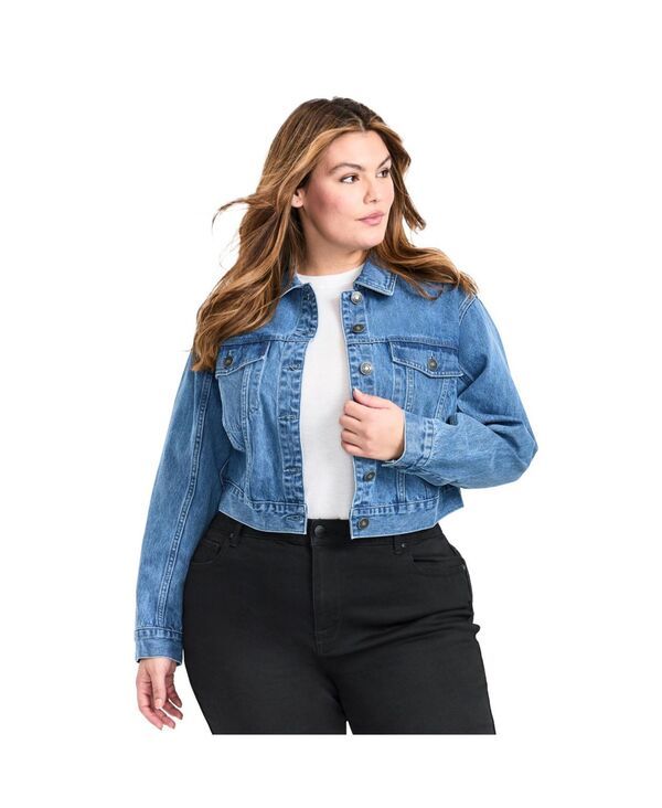 アベニュー レディース アウター ジャケット・ブルゾン クロップド デニム AVENUE Womens Emma Denim Cropped Jacket Mid wash デニム