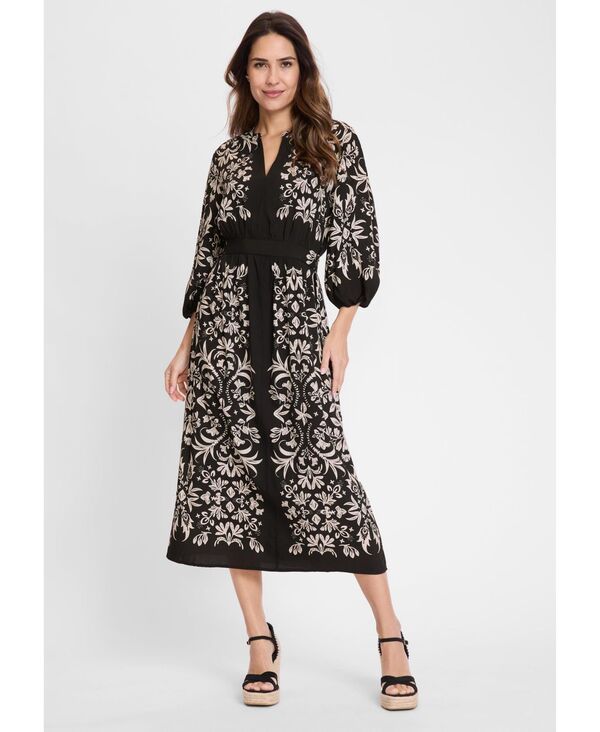 オルセン レディース トップス ワンピース プリント Olsen Womens Ornamental Print Dress Black ブラック