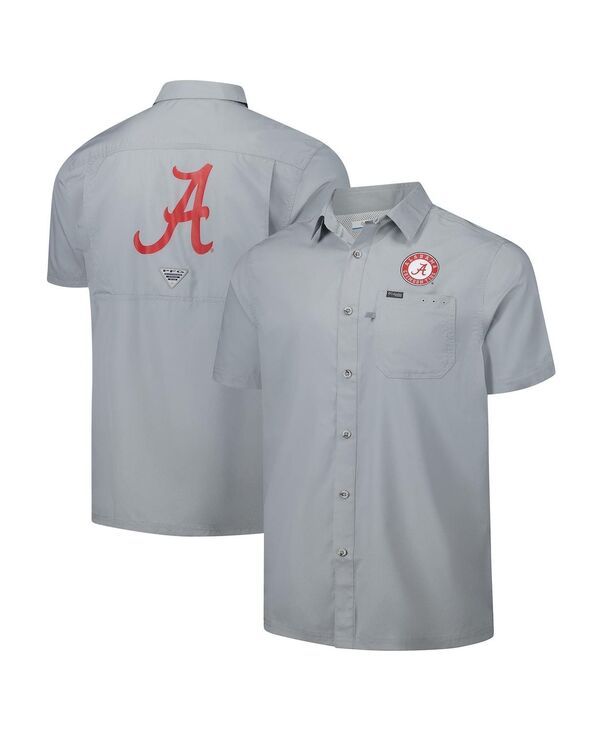 コロンビア メンズ トップス シャツ Columbia Mens Gray Alabama Crimson Tide PFG Slack Tide OmniShade ButtonUp Camp Sh
