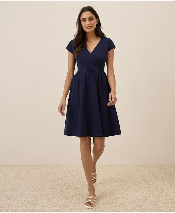 パクト レディース トップス ワンピース コットン Pact Womens Organic Cotton Fit Flare Crossover Dress Eclipse