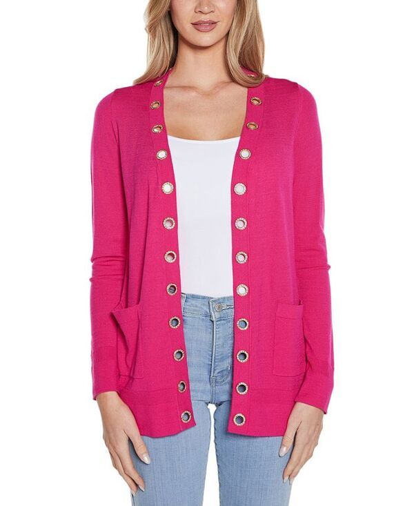 ベルディーニ レディース アウター ニット・セーター カーディガン Belldini Womens Rhinestone Grommet OpenFront Cardigan Sweater Pome
