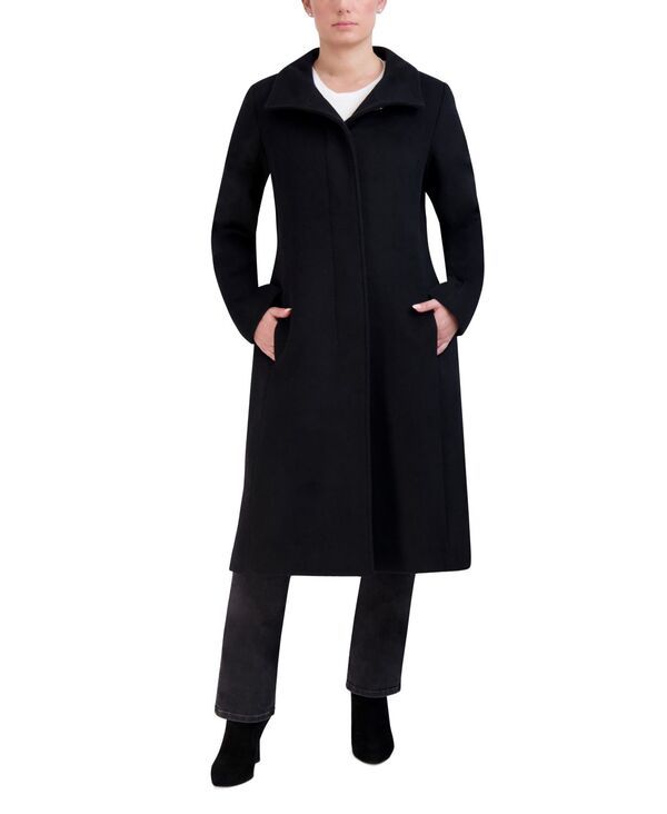 コールハーン レディース アウター ジャケット・ブルゾン ウール コート Cole Haan Womens StandCollar SingleBreasted Wool Blend Coat Bla