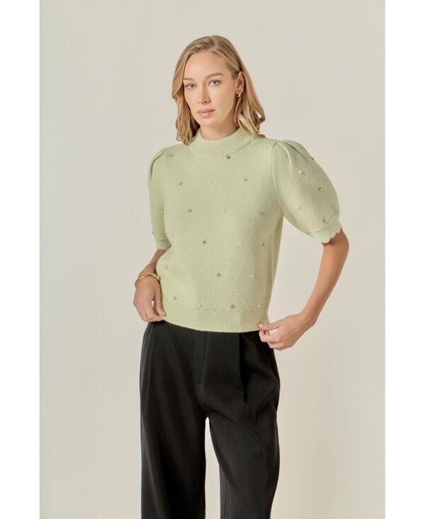 イングリッシュファクトリー レディース アウター ニット・セーター English Factory Womenscallop Embellishment Knit Sage セージ