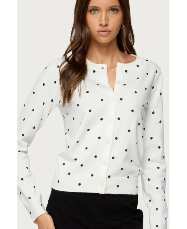 アディクテッド レディース アウター ニット・セーター ドット柄 ドット カーディガン Edikted Womenshea Polka Dot Knitted Cardigan Blackandwhi