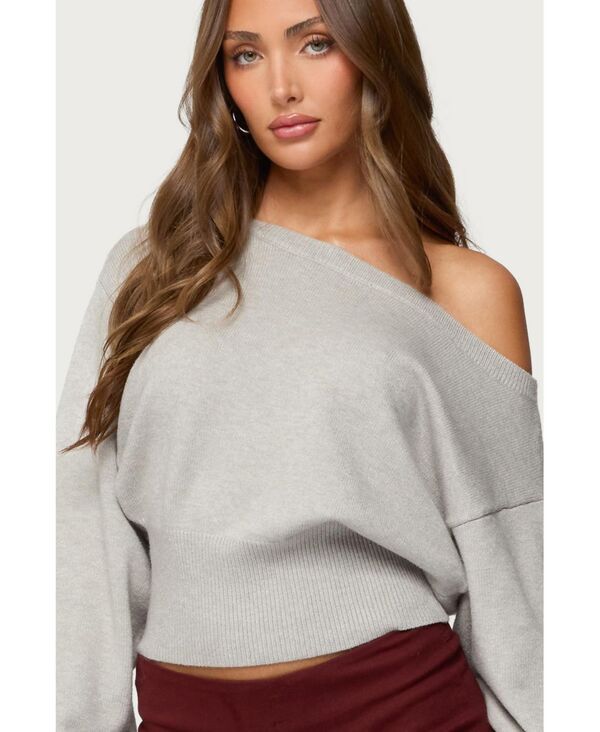 アディクテッド レディース アウター ニット・セーター Edikted Womens Ravenna Off Shoulder Sweater Lightgraymelange グレー