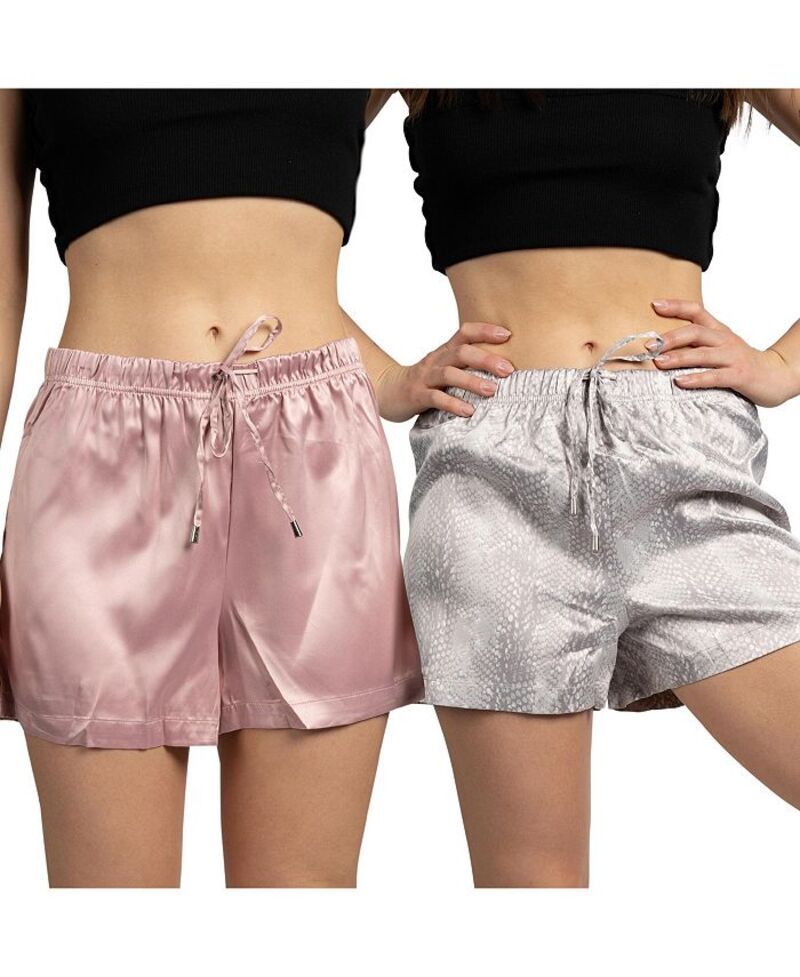 タハリ レディース アンダーウェア ナイトウェア ショートパンツ サテン Tahari Womens 2Pack Satin Drawstring Pajama Lounge Shorts Grey