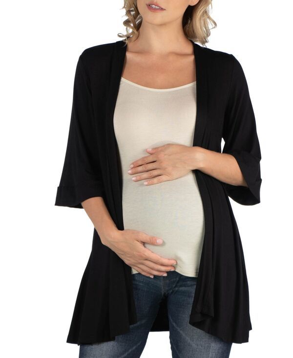 24 セブンコンフォート レディース アウター ニット・セーター カーディガン マタニティ 24seven Comfort Apparel Open Front Elbow Length Sleeve