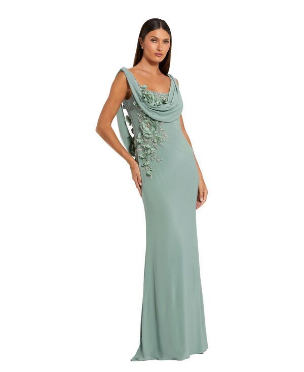 マックダガル レディース トップス ワンピース ノースリーブ ジャージー Mac Duggal Womensleeveless Jersey Cowl Neck Gown With Beading S