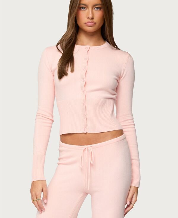 アディクテッド レディース アウター ニット・セーター リブニット カーディガン Edikted Womens Montanna Rib Knit Cardigan Lightpink ピンク