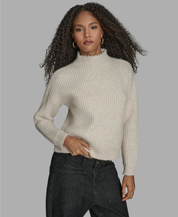 ビーシビージー レディース アウター ニット・セーター モックネック BCBG Womens Long Sleeve Mock Neck Sweater Latte
