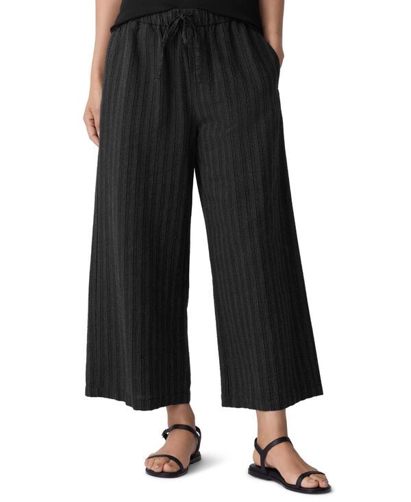 エイリーンフィッシャー レディース ボトムス カジュアルパンツ プチ クロップド Eileen Fisher Petite WideLeg Cropped Pants Black ブラック