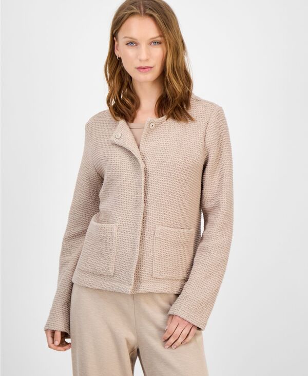 エイリーンフィッシャー レディース アウター ジャケット・ブルゾン プチ Eileen Fisher Petite Round Neck Jacket Wheat