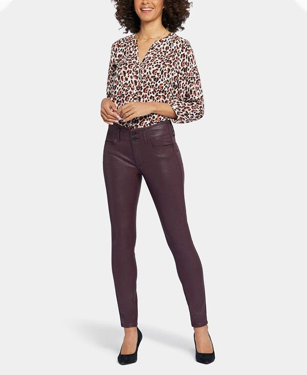 エヌワイディージェイ レディース ボトムス デニムパンツ コート ジーンズ NYDJ Womens Coated Ami Skinny Jeans Dark Cherry Coated