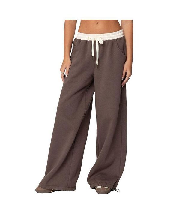 アディクテッド レディース ボトムス カジュアルパンツ ワイドレッグ パンツ スウェットパンツ Edikted Womens Mikki Wide Leg Sweatpants Brown ブラウン