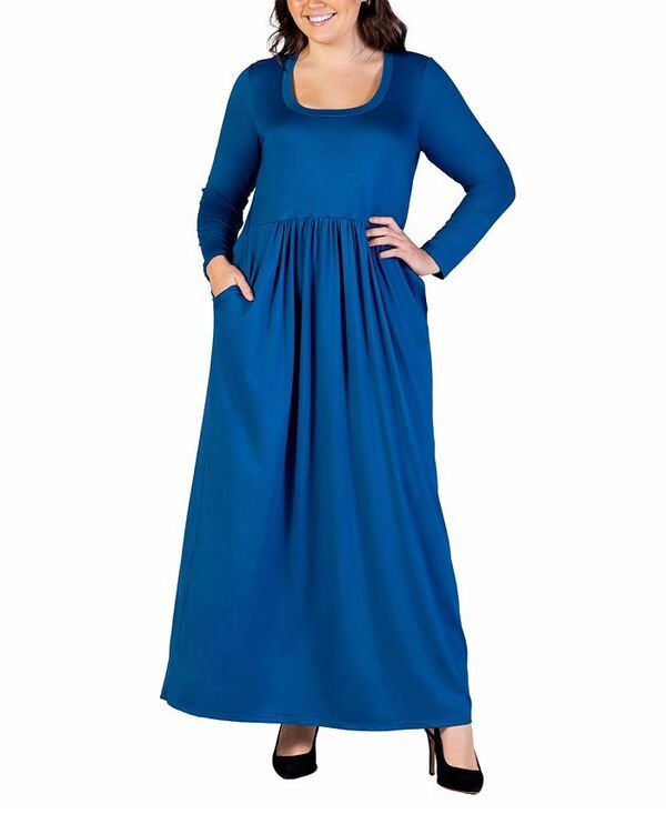 24 セブンコンフォート レディース トップス ワンピース マキシワンピース プラスサイズ マキシ 24seven Comfort Apparel Plus Size Long Sleeve Maxi