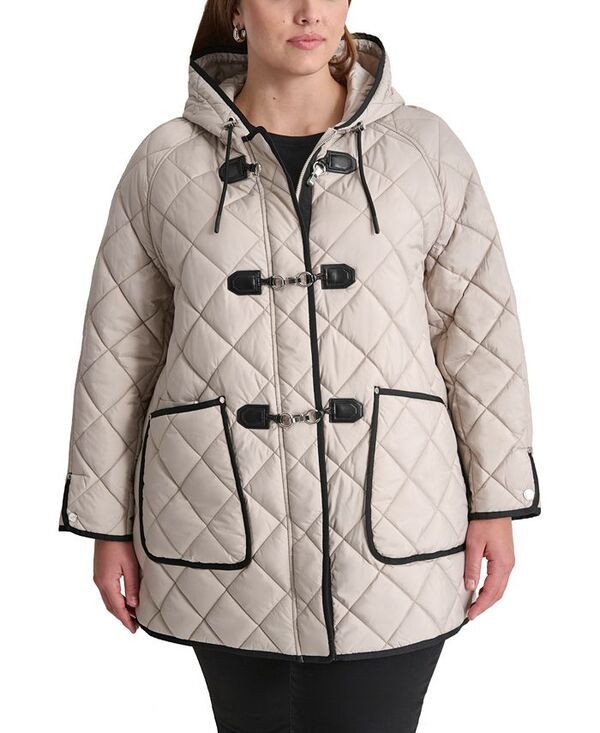ダナ キャラン ニューヨーク レディース アウター ジャケット・ブルゾン プラスサイズ キルティング コート DKNY Plus Size Hooded ToggleFront Quilted Coa