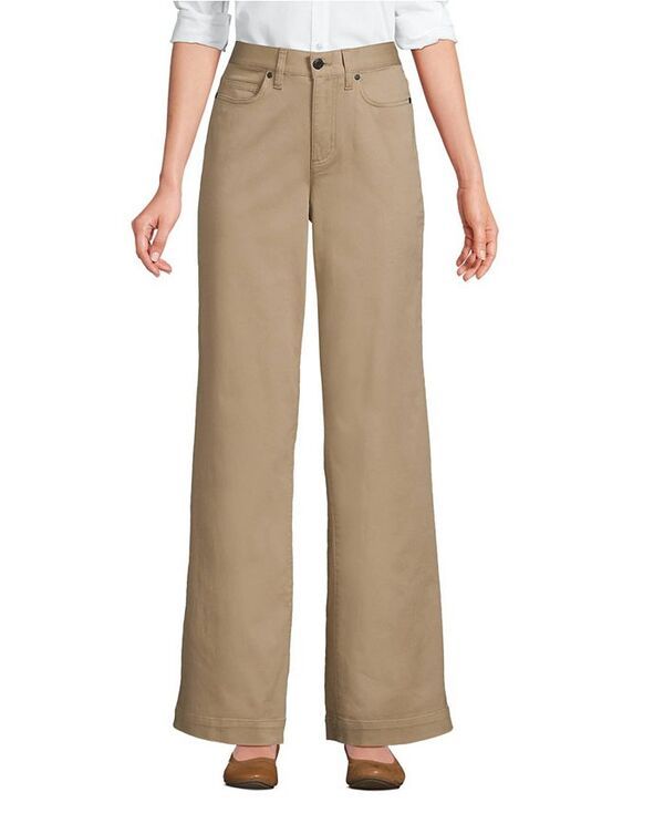 ランズエンド レディース ボトムス カジュアルパンツ ワイドレッグ パンツ Lands End Womens High Rise 5 Pocket Wide Leg Chino Pants Deser