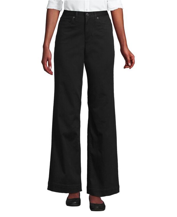 ランズエンド レディース ボトムス カジュアルパンツ ワイドレッグ Lands End Womens High Rise 5 Pocket Wide Leg Chino Pants Black ブラッ