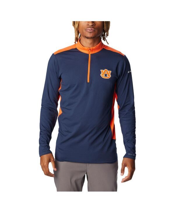 コロンビア メンズ トップス シャツ Columbia Mens Navy Auburn Tigers Tech Trail OmniShade QuarterZip Top Navy ネイビー