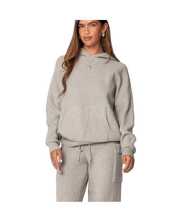 アディクテッド レディース アウター パーカー・スウェット ニット パーカー Edikted Womens Wynter oversized knit hoodie Graymelange グレー