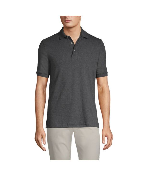 ランズエンド メンズ トップス ポロシャツ コットン Lands End Menshort Sleeve Cotton Supima Polo Shirt Dark charcoal heather