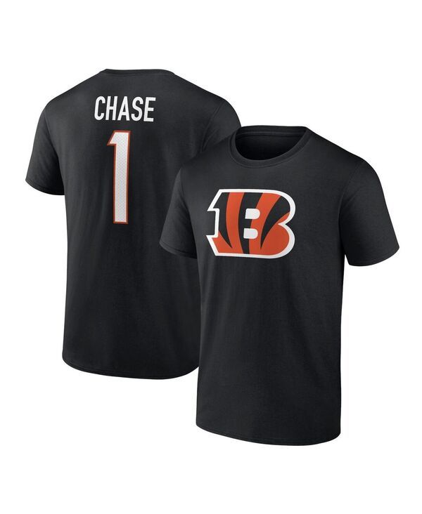 ファナティクス メンズ トップス Tシャツ Fanatics Mens JaMarr Chase Black Cincinnati Bengals Player Iconame and Number