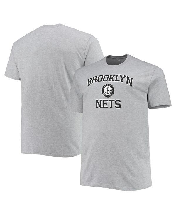プロファイル メンズ トップス Tシャツ トール Profile Mens Heathered Gray Brooklynets Big and Tall Heart and Soul Tshirt