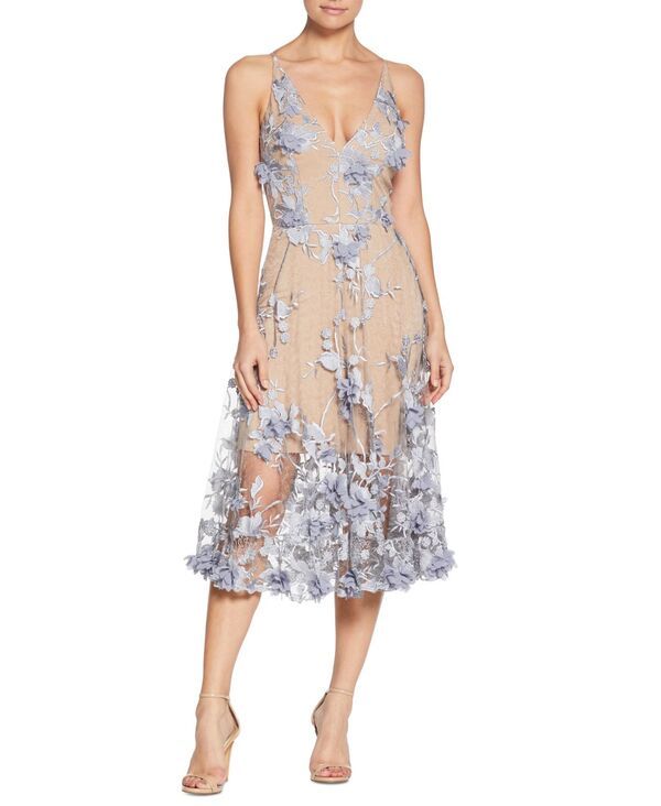 ドレスザポプレーション レディース トップス ワンピース フラワー柄 レース フラワー Dress the Population Audrey Floral Appliqueacute Lace Dr