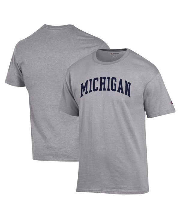 チャンピオン メンズ トップス Tシャツ Champion Mens Heather Gray Michigan Wolverines Basic Arch TShirt Heather Gray グ
