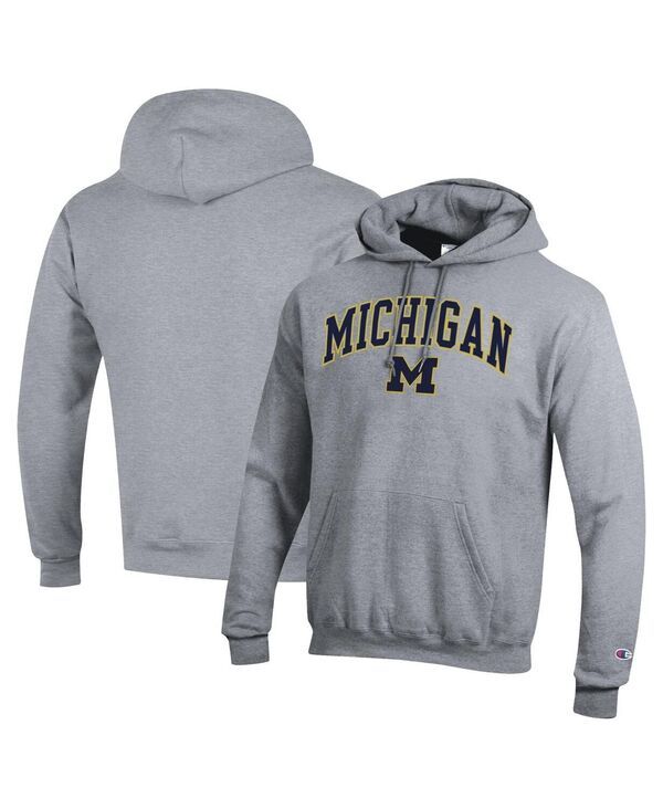 チャンピオン メンズ アウター パーカー・スウェット ロゴ パーカー Champion Mens Heather Gray Michigan Wolverines Arch Over Logo Pul