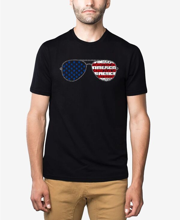 エルエーポップアート メンズ トップス Tシャツ LA Pop Art Mens Americana Sunglasses Premium Blend Word ArtShirt Black ブラック