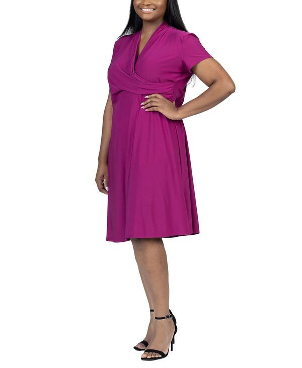 24 セブンコンフォート レディース トップス ワンピース ラップワンピース プラスサイズ 24seven Comfort Apparel Plus Size Short Sleeve Rouched