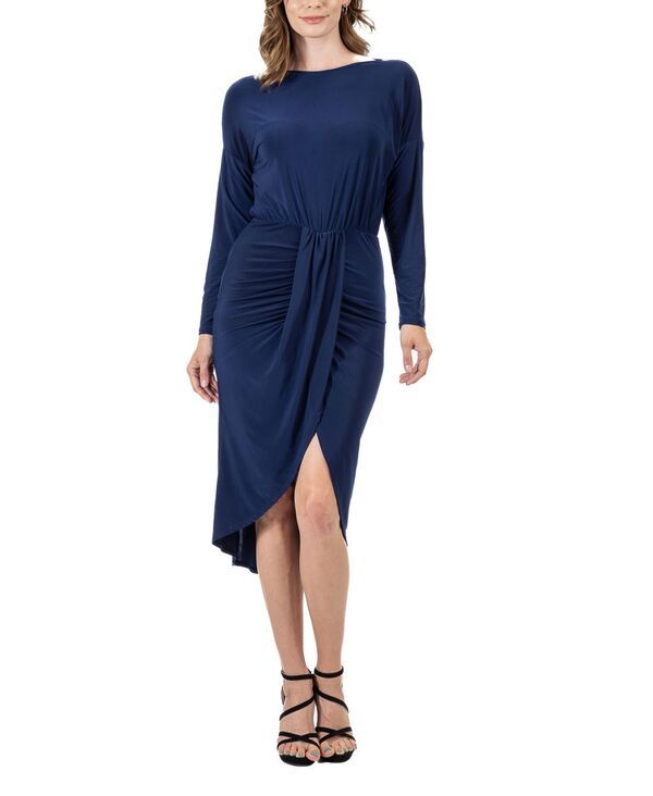 24 セブンコンフォート レディース トップス ワンピース ひざ丈 24seven Comfort Apparel Womens Long Sleeve Knee Length Dress Navy
