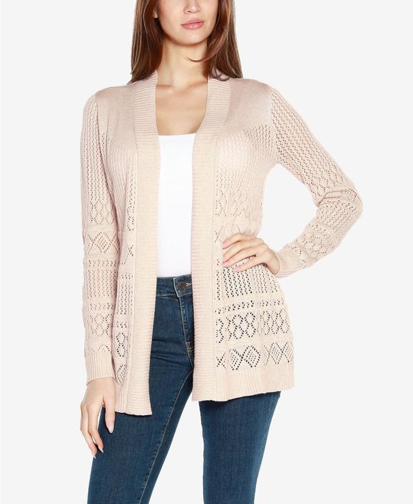 ベルディーニ レディース アウター ニット・セーター カーディガン Belldini Womens Pointelle Long Sleeves Open Cardigan Sweater Heath