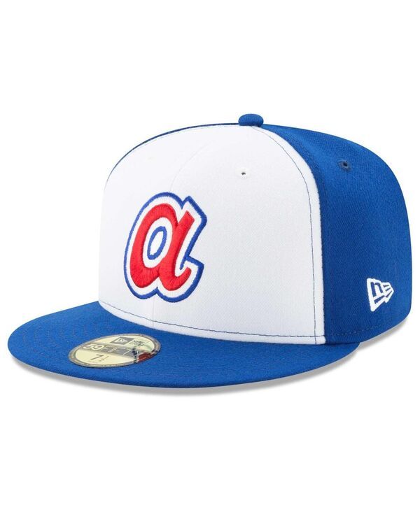 ニューエラ メンズ アクセサリー 帽子 New Era Mens White Royal Atlanta Braves Cooperstown Collection 59FIFTY Fitted Ha