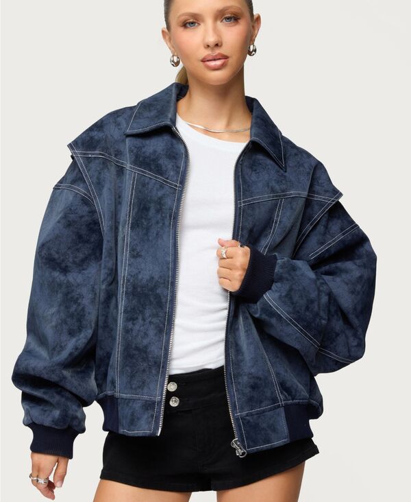 アディクテッド レディース アウター ジャケット・ブルゾン レザー フェイクレザー Edikted Womens Ownley Oversized Faux Leather Bomber Jacket