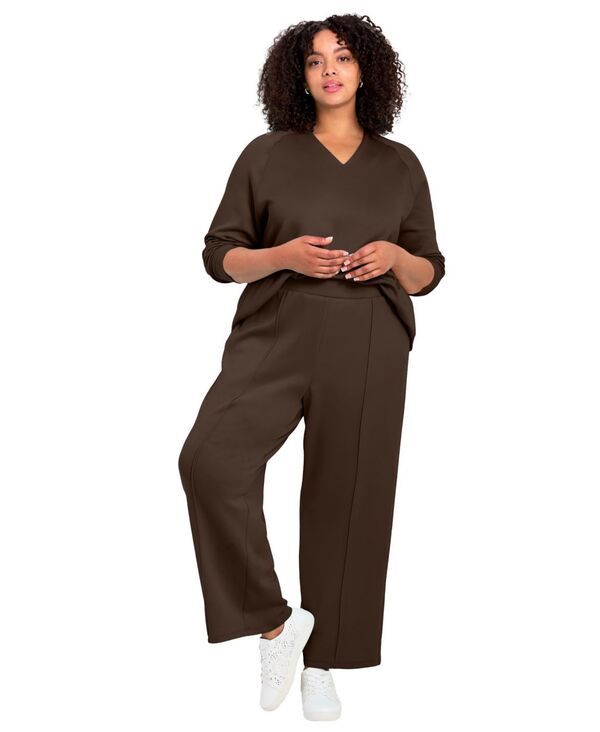 アベニュー レディース ボトムス カジュアルパンツ ワイドレッグ AVENUE Womenseamed Wide Leg Pant Chocolate チョコレート