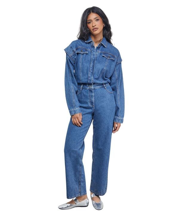 ウエアハウス レディース ボトムス カジュアルパンツ デニム ジャンプスーツ Warehouse Womens Tony Denim Jumpsuit Mid blue ブルー