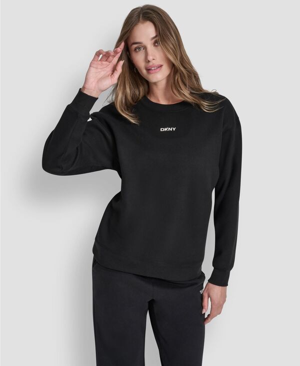 ダナ キャラン ニューヨーク レディース アウター パーカー・スウェット クルーネック トール シャツ DKNY Sport Womens Metallicrewneck Sweatshirt Bla