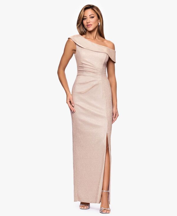 エスケープ レディース トップス ワンピース プチ ワンショルダー XSCAPEtite OneShoulder Long Slit Dress Blush Silver ブラッシュ